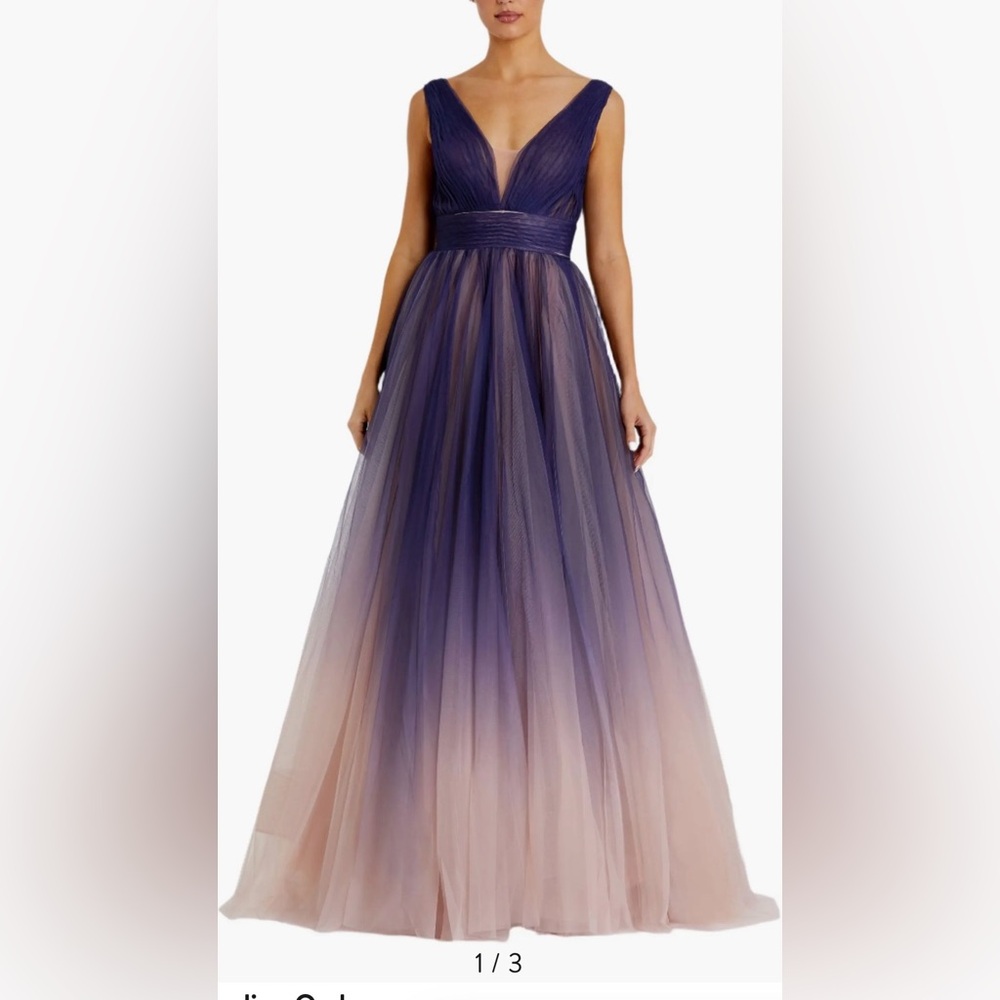 Mac Duggal Indigo Ombré Tulle Gown. Size 4. Brand new.